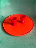 Retro eierdopjes rood kunststof hoger model EMSA, Ophalen of Verzenden, Zo goed als nieuw