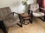 Industriële loungestoelen - kleur Taupe, Ophalen, Zo goed als nieuw, Minder dan 75 cm, 50 tot 75 cm
