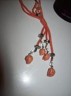 Ketting Oranje sueden Met Stenen Skull Hangertjes, Sieraden, Tassen en Uiterlijk, Kettingen, Verzenden, Nieuw, Oranje, Steen of Mineraal