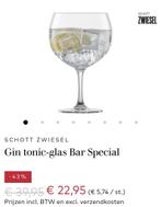 Schott Zwiezel gin tonic glazen 4 stuks, Ophalen of Verzenden, Zo goed als nieuw