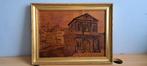 Delftse Poort Rotterdam hout ingelegd marqueterie schilderij, Antiek en Kunst, Ophalen of Verzenden