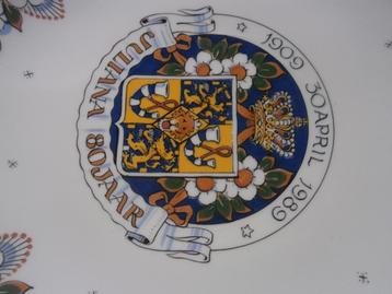 Mooi Porcelein Wandbord, JULIANA 80 jaar Uitg:v VORSTEN beschikbaar voor biedingen