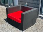 Wicker Tuinstoel met Rood Kussen, Ophalen, Zo goed als nieuw, Wicker