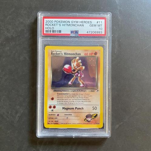 Pokemon Gym Heroes #11 Rocket's Hitmonchan Holo PSA 10, Hobby en Vrije tijd, Verzamelkaartspellen | Pokémon, Nieuw, Losse kaart