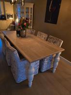 Eettafel met 6 stoelen, Ophalen, Gebruikt, Landelijk, 6 tot 8 stoelen