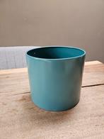 Bloempot turquoise metaal, Tuin en Terras, Bloempotten, Rond, Ophalen of Verzenden, Zo goed als nieuw, Minder dan 25 cm