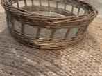 Rieten dienblad met glazen bak, Huis en Inrichting, Ophalen, Gebruikt, Schaal, Rond