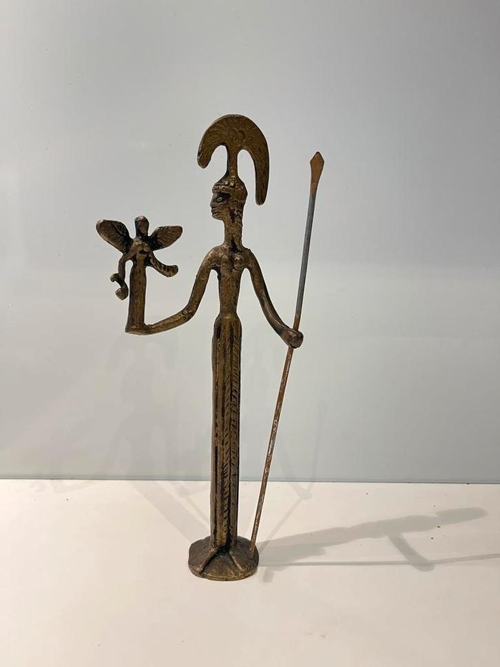Messing beeld van Athena godin van de jacht, Antiek en Kunst, Antiek | Koper en Brons, Koper, Ophalen of Verzenden