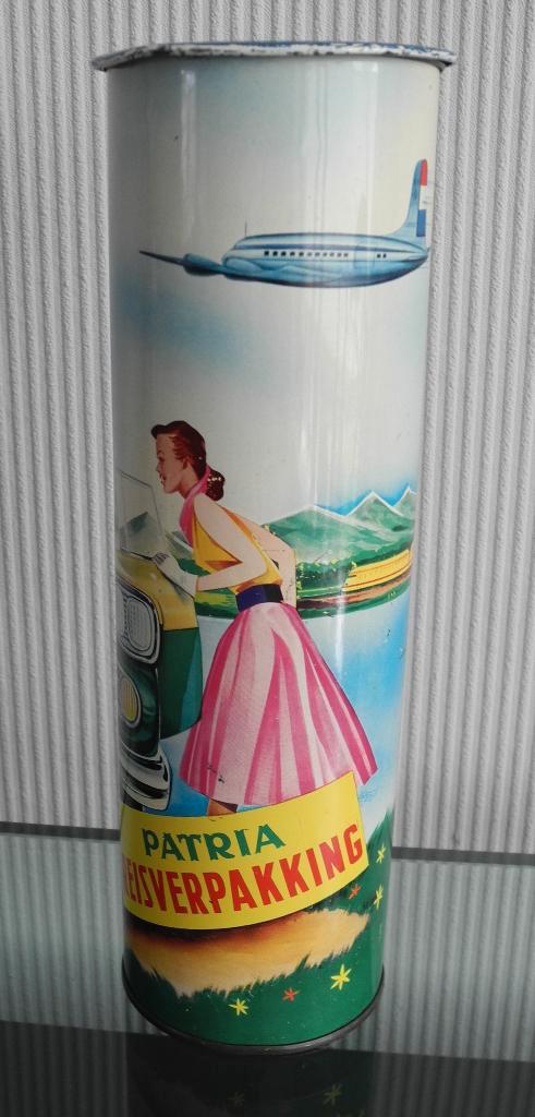 Patria biskwies reisverpakking, jaren 60., Verzamelen, Blikken, Gebruikt, Koek(jes), Overige merken, Ophalen of Verzenden