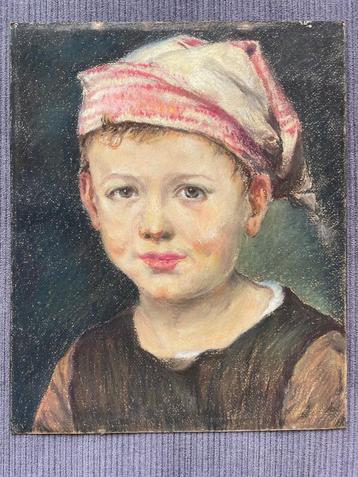 Pasteltekening kinderportret beschikbaar voor biedingen