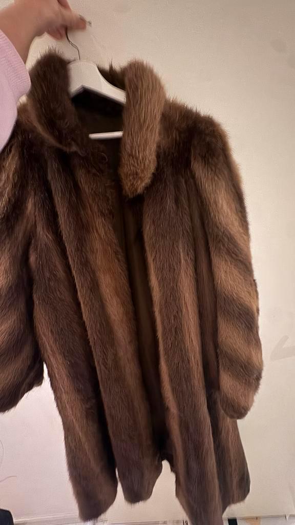 Oversized Mink Bontjas, Kleding | Dames, Jassen | Zomer, Zo goed als nieuw, Maat 42/44 (L), Bruin, Ophalen of Verzenden