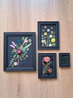Set van 4 droogbloemen schilderijtjes, Ophalen of Verzenden, Zo goed als nieuw