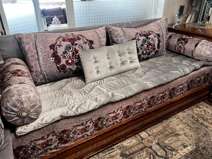 Marokkaanse Sedari Hoeslaken, Huis en Inrichting, Banken | Sofa's en Chaises Longues, Zo goed als nieuw, Vierpersoons of meer