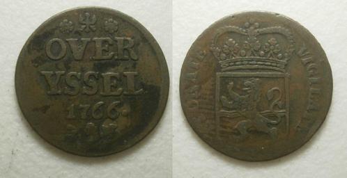 9] Overijssel Duit 1766, Postzegels en Munten, Munten | Nederland, Losse munt, 1 cent, Vóór koninkrijk, Ophalen of Verzenden