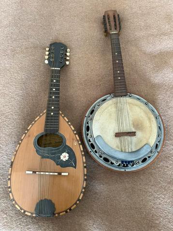 Mandoline en banjo vintage leuk voor decoratie. beschikbaar voor biedingen