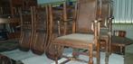 8 klassiek Eiken leder eetkamer stoelen, Huis en Inrichting, Stoelen, Ophalen, Zo goed als nieuw, Bruin, Stof