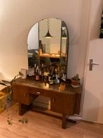 Houten kaptafel met inklapbare spiegel, Huis en Inrichting, Tafels | Kaptafels, Ophalen, Gebruikt, 100 tot 150 cm, 150 tot 200 cm