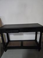 Zwarte Sidetable met Lades en Rotan Onderblad, Overige materialen, Gebruikt, 100 tot 150 cm, Klassiek