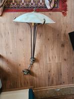 art deco plafond lamp glas wit-brons,goud, Antiek en Kunst, Antiek | Lampen, Ophalen