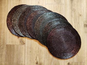 Zwart/Paarse Kralen Placemats / Tafelmats 32cm - 6 Stuks beschikbaar voor biedingen