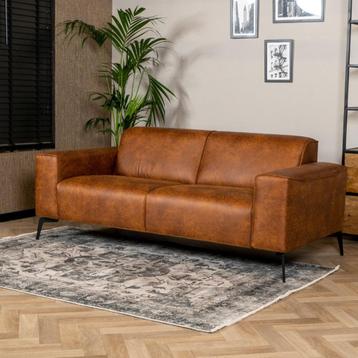 Industriële 2,5-zits bank Vegas Cognac| Stevig & Stijlvol beschikbaar voor biedingen