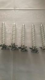 Vintage - glazen kaars op knijper kerst decoratie - zilver, Ophalen of Verzenden, Zo goed als nieuw