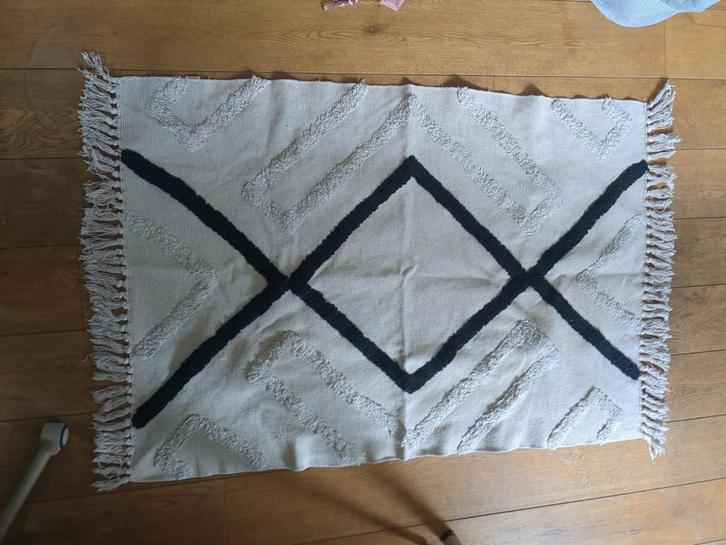 Boho Vloerkleed - 130x90cm - Zwart Patroon, Huis en Inrichting, Stoffering | Tapijten en Kleden, Zo goed als nieuw, 50 tot 100 cm