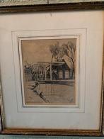 Ets Pentekening A. De Korte, Antiek en Kunst, Kunst | Etsen en Gravures, Ophalen of Verzenden