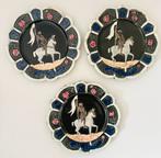 3 antieke majolica wandborden met Jeanne  D’arc, Antiek en Kunst, Ophalen of Verzenden