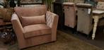 Landelijke fauteuil 1 zits bank loveseat roze velvet knoopj, Nieuw, 75 tot 100 cm, Ophalen, Stof