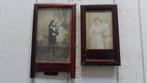 2x Oude houten fotolijstje met foto met glas, Antiek en Kunst, Ophalen of Verzenden