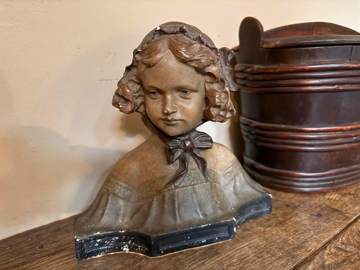 Prachtige oude gipsen buste, Antiek en Kunst, Curiosa en Brocante, Ophalen of Verzenden