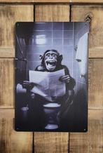 Aap op WC toilet reclamebord van metaal wandbord deco, Info@deconoord.nl, Deco Noord, Nieuw, Ophalen of Verzenden