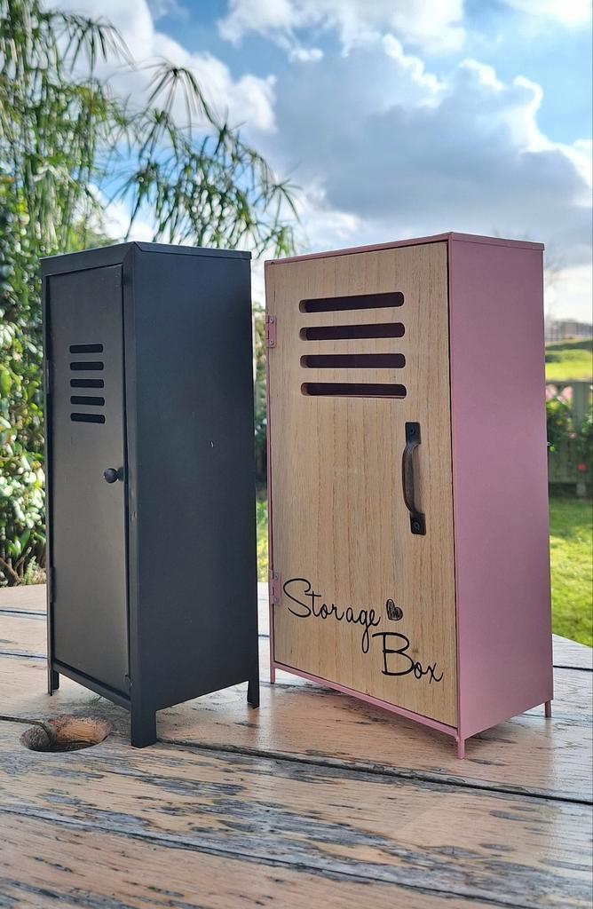 2 Metalen Mini Lockers - Zwart & Roze, Huis en Inrichting, Kasten | Lockerkasten, Ophalen of Verzenden