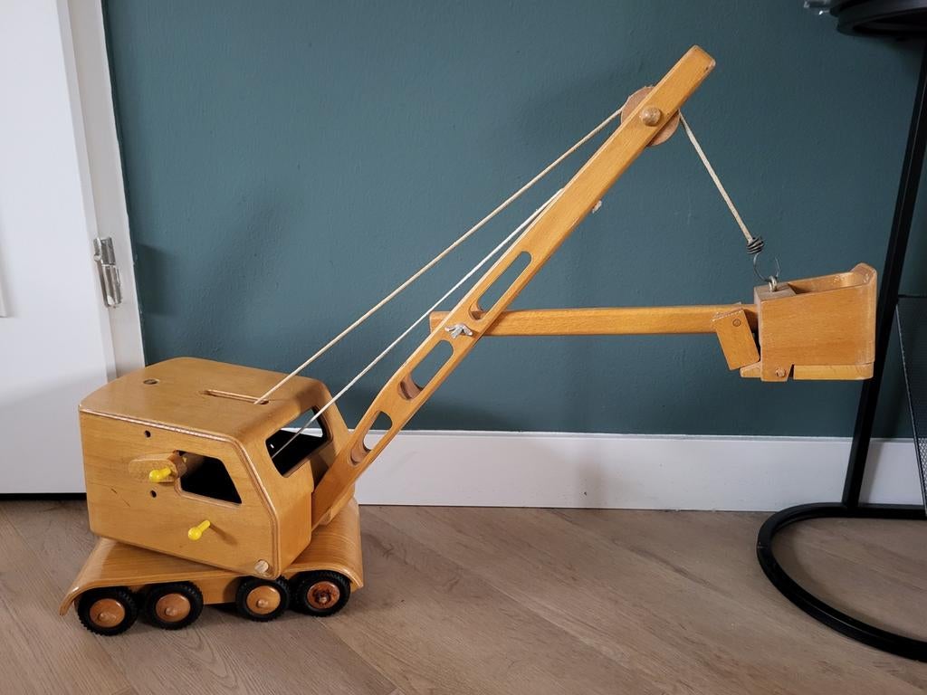 Vintage houten  hijskraan, Ophalen, Gebruikt