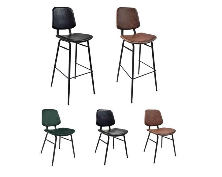 Retro krukken vintage leren horeca barkrukken   611, Huis en Inrichting, Barkrukken, Gebruikt, 60 tot 90 cm, 5 krukken of meer