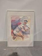 Wim hoogstraten litho gesigneerd tennis, Ophalen of Verzenden
