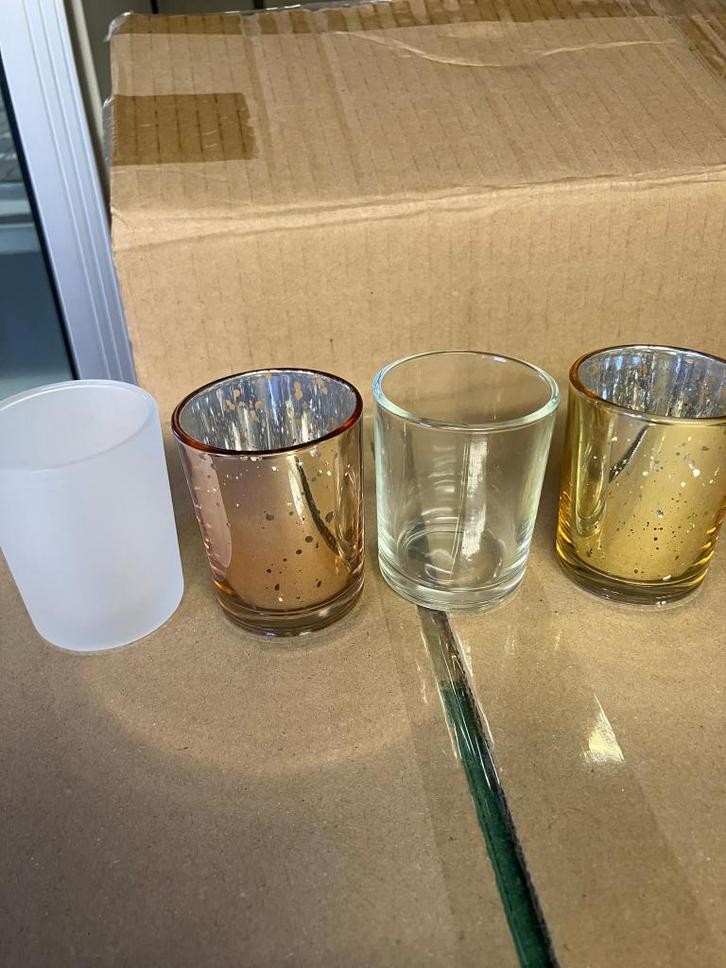 partij van 1680 waxinelichtglaasjes (4 soorten), Diversen, Rommelmarktspullen, Nieuw, Ophalen