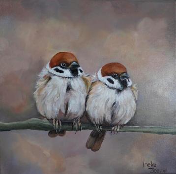Schilderij musjes uit eigen atelier beschikbaar voor biedingen