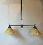 Hanglamp antiek rookglas dubbel art deco koper, Ophalen, Zo goed als nieuw, Glas, 75 cm of meer