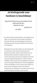 €180 tegoedbon Google Pixel, Tickets en Kaartjes, Eén persoon, Cadeaubon, Overige typen