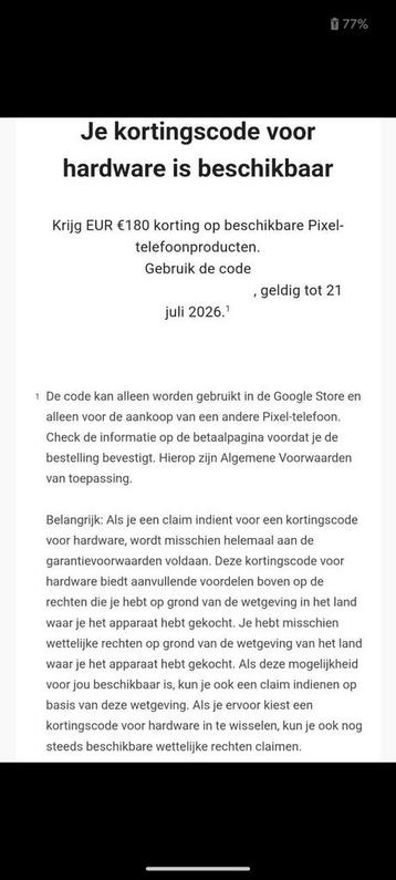 €180 tegoedbon Google Pixel  beschikbaar voor biedingen