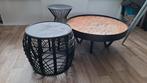 Houten tafel met metalen onderstel, Ophalen, Gebruikt, 50 tot 100 cm, 50 tot 75 cm