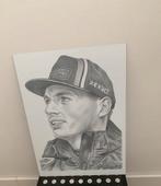 Max Verstappen tekening afgedrukt op geborsteld aluminium, Ophalen of Verzenden