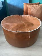 Cognac kleurige poef, Huis en Inrichting, Ophalen, Zo goed als nieuw, Rond, Minder dan 50 cm
