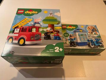 Lego Duplo Brandweerauto 10901 en Politiemotor 10900 NIEUW beschikbaar voor biedingen