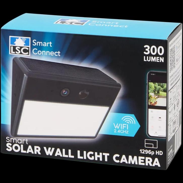 LSC Smart Connect solar camera met licht  300 lumen 1296p HD, Huis en Inrichting, Lampen | Losse lampen, Nieuw, Ophalen