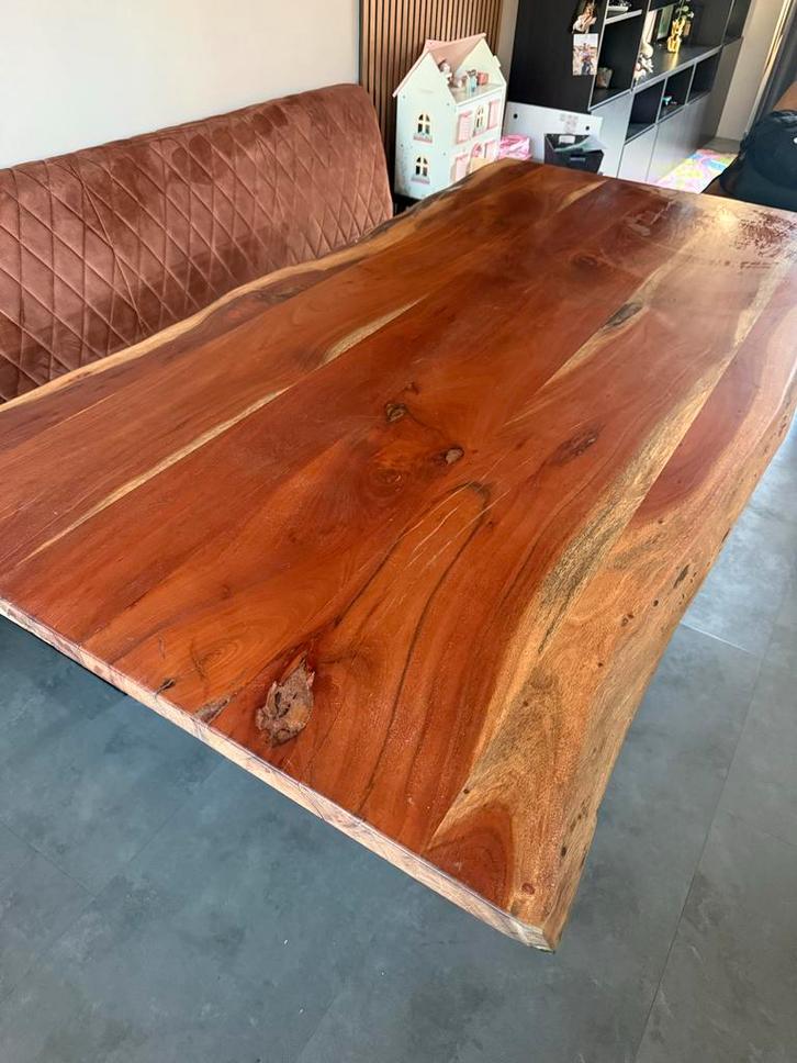 Boomstamtafel met stalen poten, Antiek en Kunst, Antiek | Meubels | Tafels, Ophalen