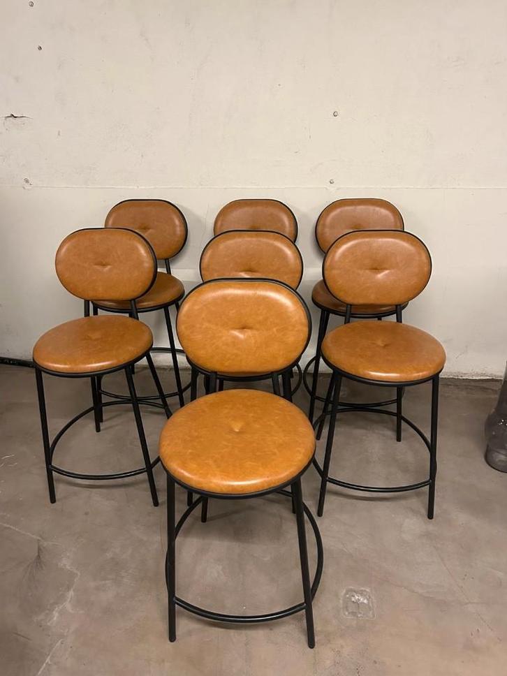 Satalliet Onyl barkruk (7 stuks), Huis en Inrichting, Barkrukken, Nieuw, 60 tot 90 cm, Leer, Metaal, 5 krukken of meer, Met voetsteun