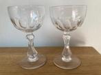 2 mooie antieke kristallen glaasjes met mooie bewerking, Antiek en Kunst, Antiek | Glas en Kristal, Ophalen of Verzenden